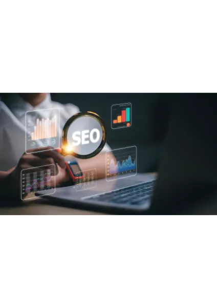 A man with SEO analytics on a computer for hi scareer