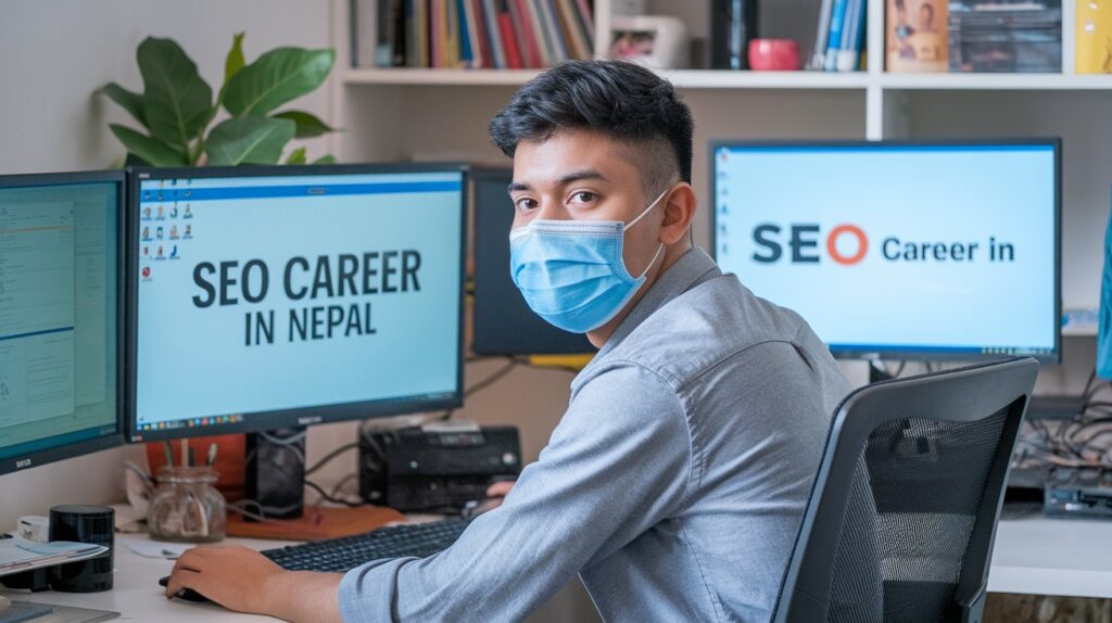 A young SEO professional with SEO Career in Nepal in his computer screen.